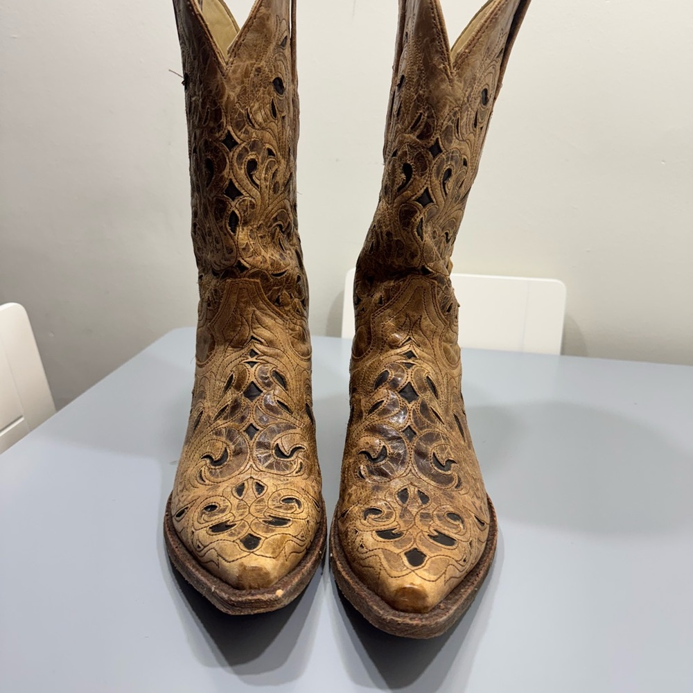 Corral vintage registered Brown Western Cowboy Boots men’s size 9